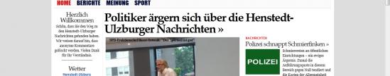 Weiter Stein des Anstoßes: Die Internet-Zeitung "Ulzburger Nachrichten" Screenshot der Seite www.ulzburger-nachrichten.de