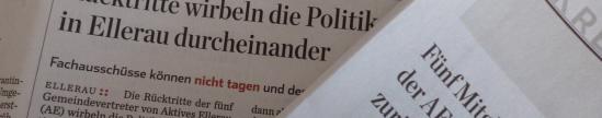 Wirbel um AE-Rücktritte (Foto: Infoarchiv) Zeitungsausschnitte zu den Rücktritten