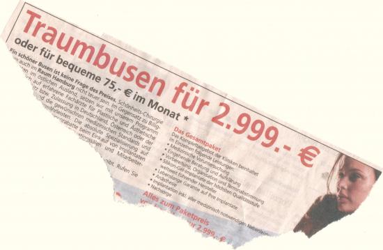 Anzeige im Norderstedter Wochenblatt Anzeige im Norderstedter Wochenblatt
