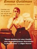 Emma Goldman und wie J. Edgar Hoover sie sah Veranstaltungsplakat mit einem Foto Emma Goldmans
