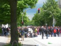 Blockade an der Ecke Blumenau/Wagnerstraße (Foto: Infoarchiv) Blockade an der Ecke Blumenau/Wagnerstraße