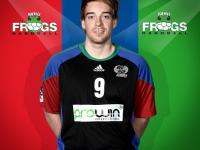 Lasse Kohnagel vor den Farben der "Frogs" Lasse Kohnagel vor den SVHU-Farben